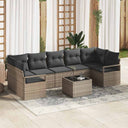 vidaXL Tuinbank Set 8 pcs Zwart en Crème Poly rattan, staal en glas
