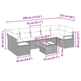 vidaXL Tuinbank Set met kussen 8 pcs Beige en Rood poly rattan