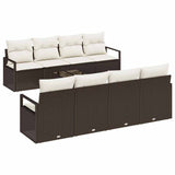 vidaXL Tuinbank Set met kussen 9 pcs Zwart en Crème poly rattan