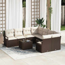 vidaXL Sofa Set with Cushions and Storage 9-piece Black and Cream Poly Rattan