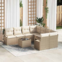vidaXL Sofa Set with Cushions and Storage 9-piece Black and Cream Poly Rattan