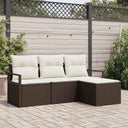 vidaXL Bankstel met kussen met opslag 4 pcs Zwart en Crème poly rattan