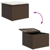 vidaXL Bankstel met kussen met opslag 4 pcs Zwart en Crème poly rattan