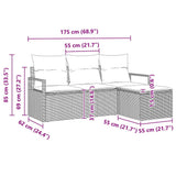 vidaXL Bankstel met kussen met opslag 4 pcs Zwart en Crème poly rattan