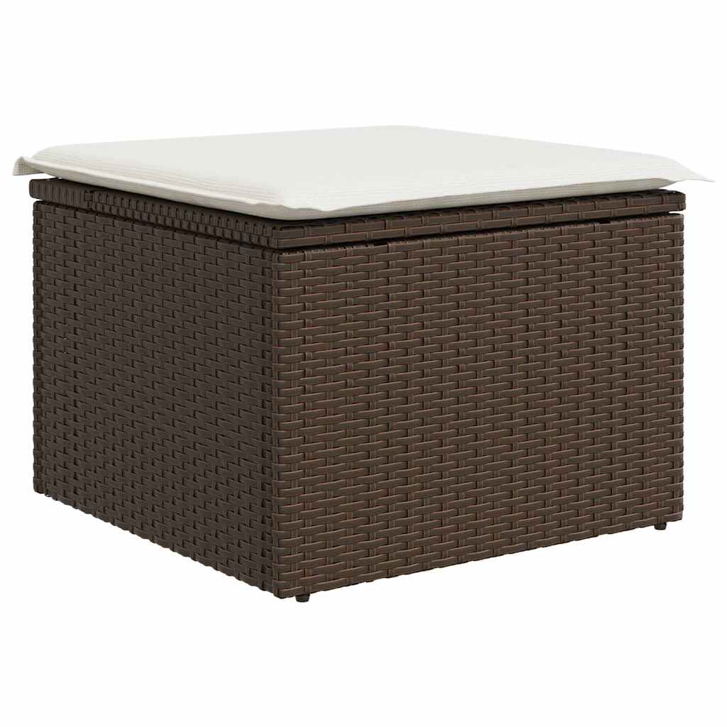 vidaXL Bankstel met kussen met opslag 4 pcs Zwart en Crème poly rattan