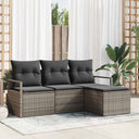vidaXL Bankstel met kussen met opslag 4 pcs Zwart en Crème poly rattan