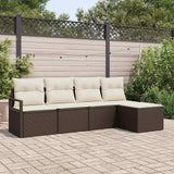 vidaXL Sofa Set with Cushion and Storage 5 pcs Black and Cream Poly Rattan