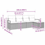 vidaXL Sofa Set with Cushion and Storage 5 pcs Black and Cream Poly Rattan