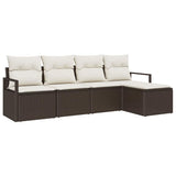 vidaXL Sofa Set with Cushion and Storage 5 pcs Black and Cream Poly Rattan