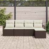 vidaXL Sofa Set with Cushion and Storage 5 pcs Black and Cream Poly Rattan