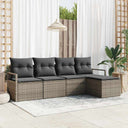 vidaXL Sofa Set with Cushion and Storage 5 pcs Black and Cream Poly Rattan