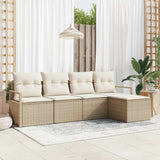 vidaXL Sofa Set with Cushion and Storage 5 pcs Black and Cream Poly Rattan