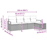 vidaXL Bankstel met kussen met opslag 5 pcs Bruin en Rood poly rattan