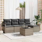vidaXL Sofa Set with Cushion and Storage 5 pcs Black and Cream Poly Rattan