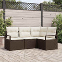 vidaXL Bankstel met kussen met opslag 4 pcs Zwart en Crème poly rattan