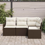 vidaXL Bankstel met kussen met opslag 4 pcs Zwart en Crème poly rattan