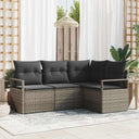 vidaXL Bankstel met kussen met opslag 4 pcs Zwart en Crème poly rattan
