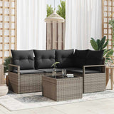 vidaXL Bankstel met kussen met opslag 4 pcs Zwart en Crème poly rattan