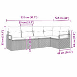 vidaXL Garden Bench Set with Cushion 5 pcs Black and White poly rattan