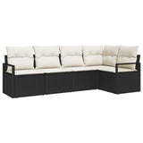 vidaXL Garden Bench Set with Cushion 5 pcs Black and White poly rattan