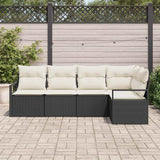 vidaXL Garden Bench Set with Cushion 5 pcs Black and White poly rattan