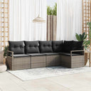 vidaXL Garden Bench Set with Cushion 5 pcs Black and White poly rattan