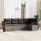 vidaXL Garden Bench Set with Cushion 5 pcs Black and White poly rattan