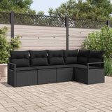 vidaXL Garden Bench Set with Cushion 5 pcs Black and White poly rattan