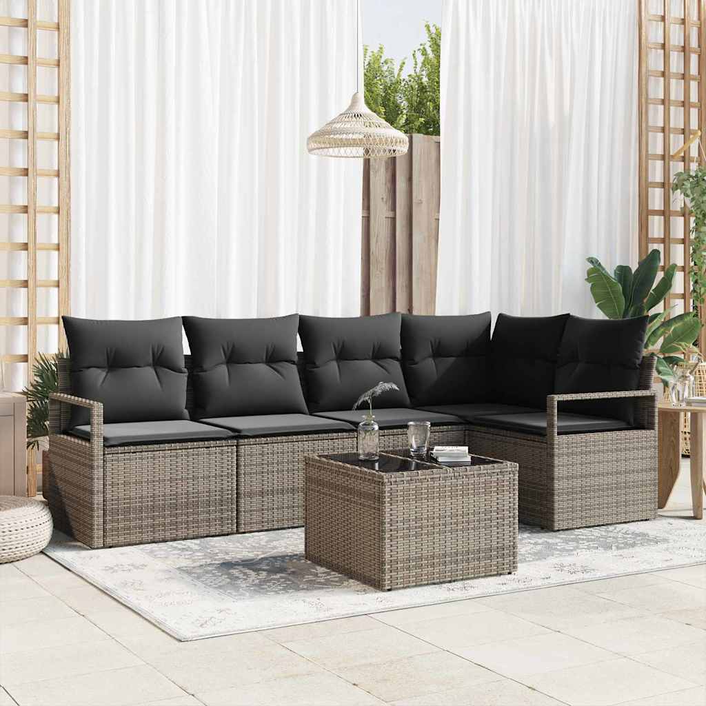 vidaXL Garden Bench Set with Cushion 5 pcs Black and White poly rattan
