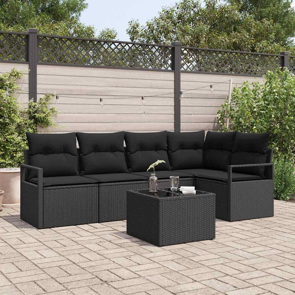 vidaXL Garden Bench Set with Cushion 5 pcs Black and White poly rattan
