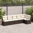 vidaXL Tuinbank Set met kussen 6 pcs Zwart en Wit poly rattan