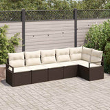 vidaXL Tuinbank Set met kussen 6 pcs Zwart en Wit poly rattan