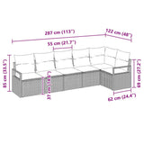 vidaXL Tuinbank Set met kussen 6 pcs Zwart en Wit poly rattan