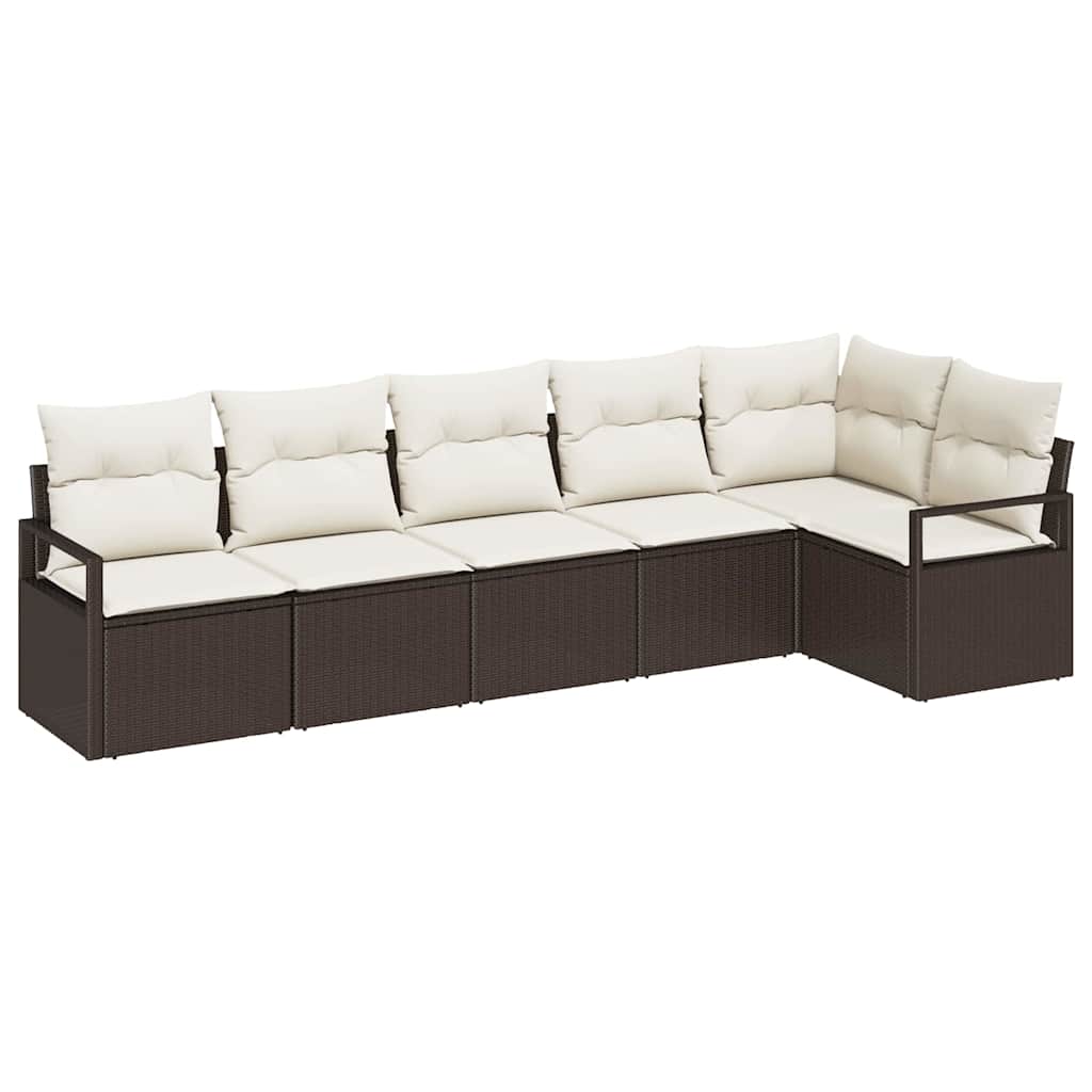 vidaXL Tuinbank Set met kussen 6 pcs Zwart en Wit poly rattan