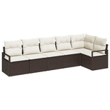 vidaXL Tuinbank Set met kussen 6 pcs Zwart en Wit poly rattan