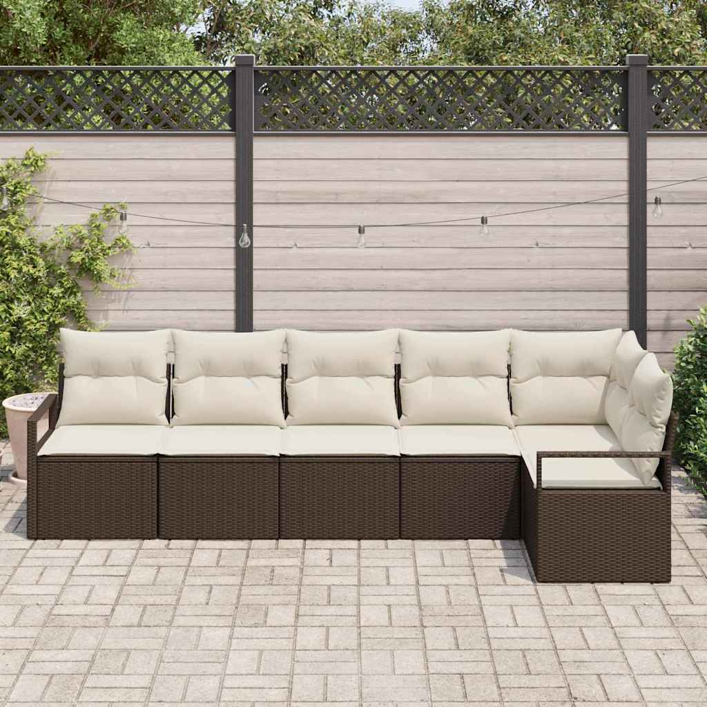 vidaXL Tuinbank Set met kussen 6 pcs Zwart en Wit poly rattan