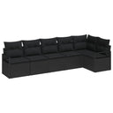 vidaXL Tuinbank Set met kussen 6 pcs Zwart en Wit poly rattan