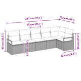 vidaXL Tuinbank Set met kussen 6 pcs Bruin en Rood poly rattan