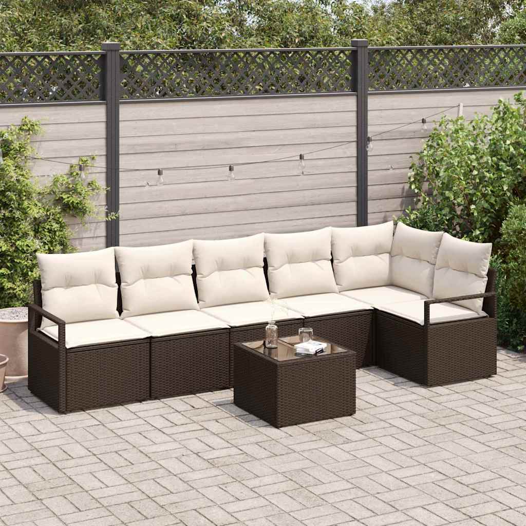 vidaXL Tuinbank Set met kussen 6 pcs Zwart en Wit poly rattan