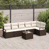 vidaXL Tuinbank Set met kussen 6 pcs Zwart en Wit poly rattan