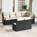 vidaXL Tuinbank Set met kussen 7 pcs Zwart en Wit poly rattan