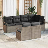 vidaXL Tuinbank Set met kussen 7 pcs Zwart en Wit poly rattan