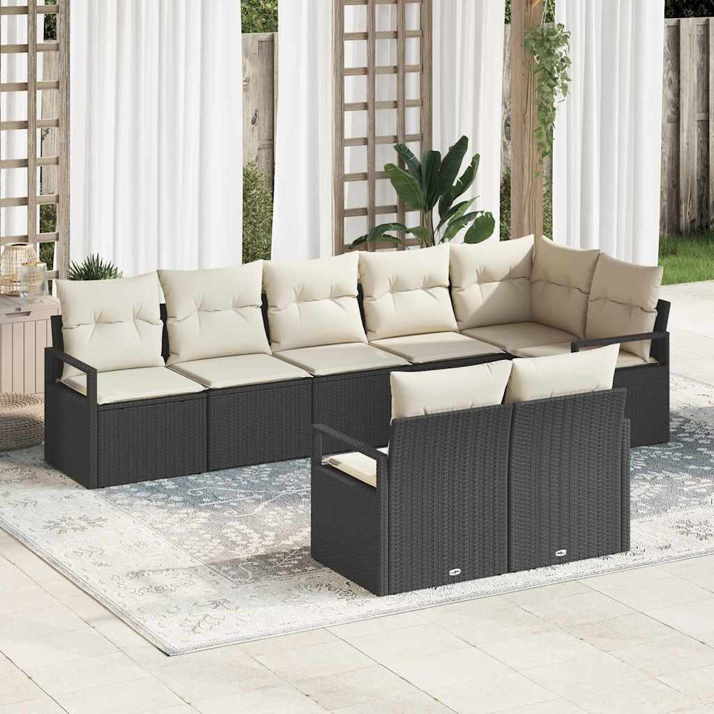 vidaXL Garden Lounge Set with cushions 8 pcs Black and White poly rattan