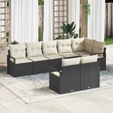 vidaXL Garden Lounge Set with cushions 8 pcs Black and White poly rattan