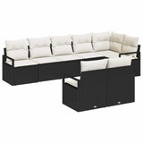 vidaXL Garden Lounge Set with cushions 8 pcs Black and White poly rattan