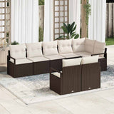 vidaXL Garden Lounge Set with cushions 8 pcs Black and White poly rattan