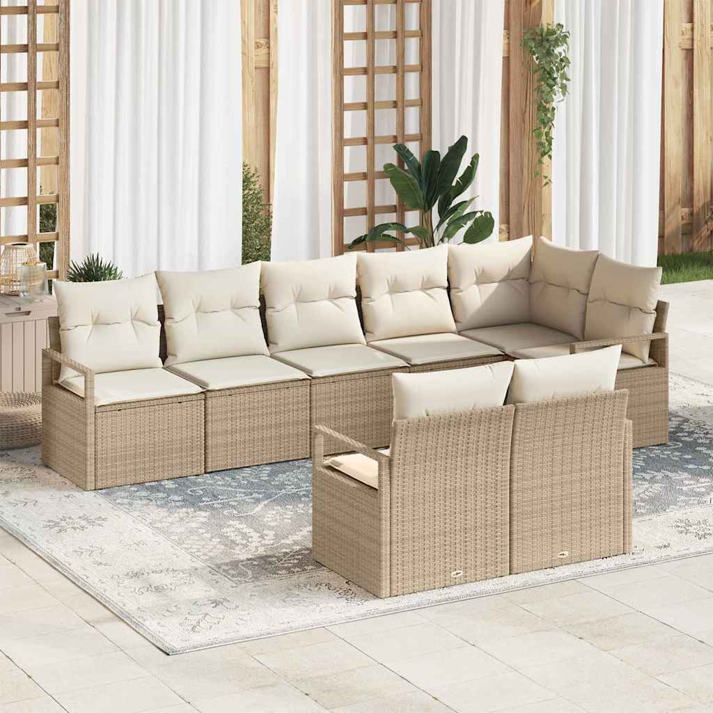 vidaXL Garden Lounge Set with cushions 8 pcs Black and White poly rattan