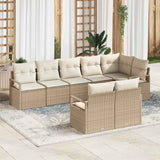 vidaXL Garden Lounge Set with cushions 8 pcs Black and White poly rattan