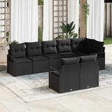 vidaXL Garden Lounge Set with cushions 8 pcs Black and White poly rattan