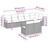 vidaXL Garden Sofa Set with Cushions 8 pcs Brown and Red Poly Rattan